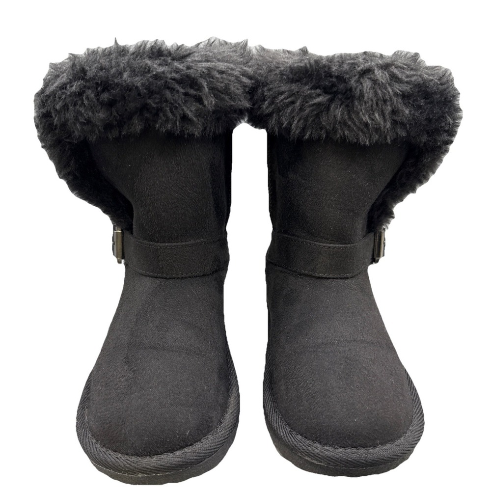THE CHILDREN'S PLACE Black Suede W/Faux Fur & buckle Boots Size 11 toddler